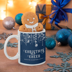 Navy Blue String Lights Kerstfeest Koffiemok