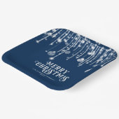 Navy Blue String Lights Kerstfeest Papieren Bordje (Gebogen)