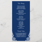 Navy Blue String Lights Lace Wedding Programme Programmakaart (Achterkant)