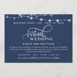 Navy Blue, String Lights, online virtueel huwelijk Kaart