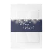 Navy Blue String Lights Signature Script Uitnodigingen Wikkel (Voorkant Voorbeeld)