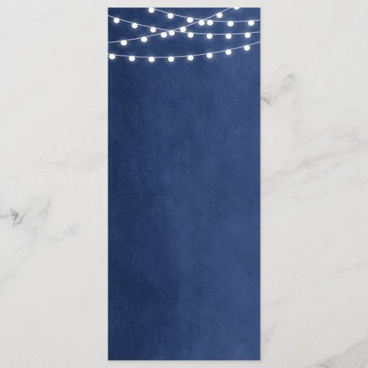 Navy Blue String Lights Trouwprogramma Sjabloon (Voorkant)