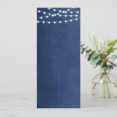 Navy Blue String Lights Trouwprogramma Sjabloon (Staand voorkant)