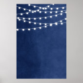Navy Blue String Lights Wedding Sign Sjabloon Poster (Voorkant)