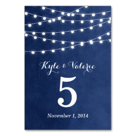 Navy Blue String Lights Wedding Table Numbers Kaart