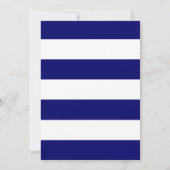 Navy Blue Stripe Baby Boy Shower Faux Silver Kaart (Achterkant)