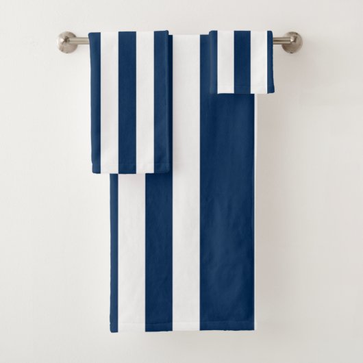 Navy Blue Stripe Bad Handdoek (Insitu)