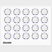 Navy Blue Stripe en Faux Gold Baby shower Ronde Sticker (Vel)