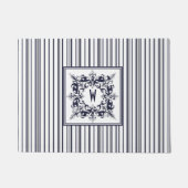 Navy Blue Stripe  Label en monogram Deurmat (Voorkant)