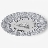 Navy Blue Stripe  Label en naam Papieren Bordje (Gekanteld)