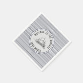 Navy Blue Stripe Label en naam Servet (Hoek)