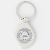Navy Blue Stripe Label en naam Sleutelhanger (Voorkant)