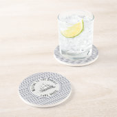 Navy Blue Stripe  Label en naam Zandsteen Onderzetter (Zijkant)