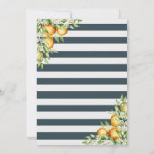 Navy Blue Stripe Lemon Citrus Vrijgezellenfeest Kaart (Achterkant)