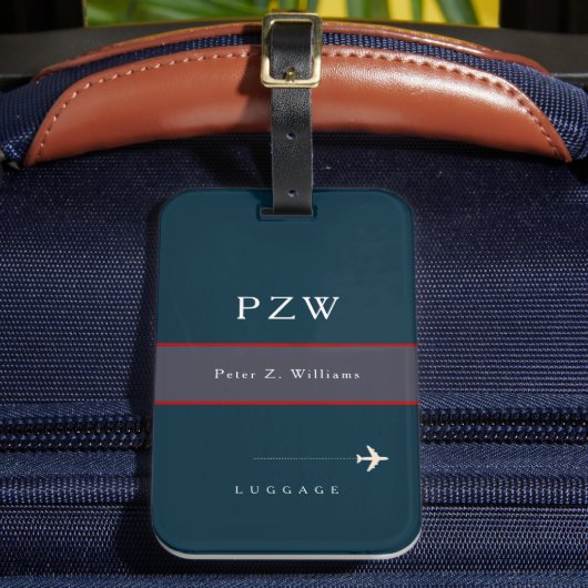 Navy Blue Stripe met de naam Elegant Bagagelabel (Voorkant Insitu 2)