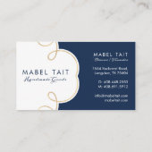 Navy Blue Stripe Patroon & Elegant Crest Visitekaartje (Achterkant)