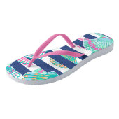 Navy Blue Stripe Seashell Teenslippers (Schuin)