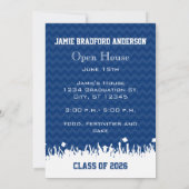 Navy Blue Stripe Senior Afbeelding Klasse Aankondiging (Achterkant)