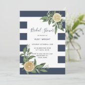 Navy Blue Stripe Waterverf Lemon Vrijgezellenfeest Kaart (Staand voorkant)