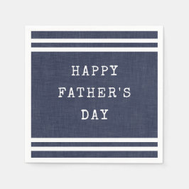 Navy Blue Striped Happy Fathers Day Servet