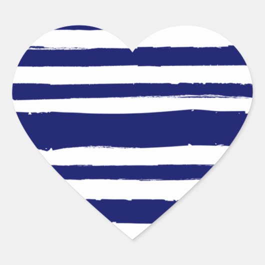 Navy Blue Striped Hart Sticker (Voorkant)