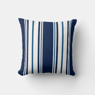 Navy Blue Striped Nautical Sierkussen