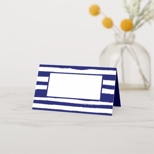 Navy Blue Striped Plaatskaartje (Achterkant)