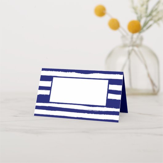 Navy Blue Striped Plaatskaartje (Voorkant)
