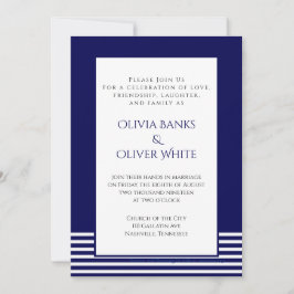 Navy Blue Striped - Wedding Invitation