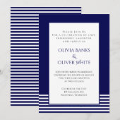 Navy Blue Striped - Wedding Invitation (Voorkant / Achterkant)