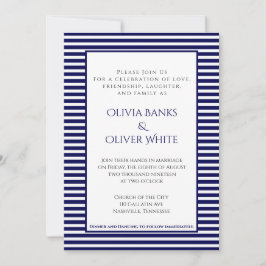Navy Blue Striped - Wedding Invitation