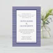 Navy Blue Striped - Wedding Invitation (Staand voorkant)