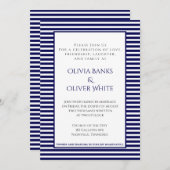 Navy Blue Striped - Wedding Invitation (Voorkant / Achterkant)