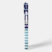 Navy Blue Stripes aangepaste naam / initiaal Case-Mate iPhone Case (Achterkant / Links)