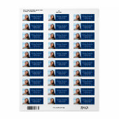 Navy blue stripes afstuderen foto modern adres etiket (Full Sheet)
