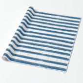 Navy Blue Stripes and Gold Glitter Boy Party Cadeaupapier (Uitgerold)
