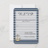 Navy Blue Stripes Anker Bruiloft RSVP (Voorkant)