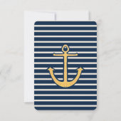 Navy Blue Stripes Anker Bruiloft RSVP (Achterkant)