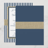 Navy Blue Stripes Baby shower Kaart (Voorkant / Achterkant)