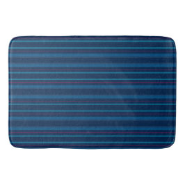 Navy Blue Stripes Bath Mat