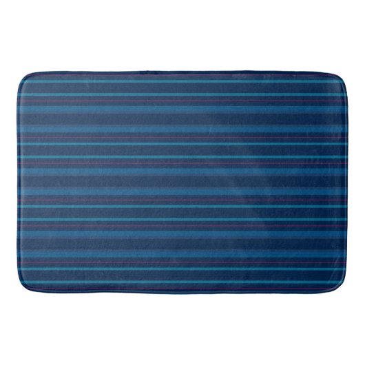 Navy Blue Stripes Bath Mat (Voorkant)
