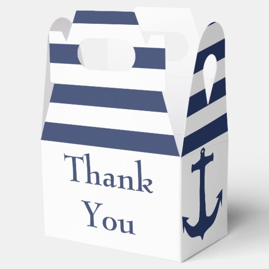 Navy Blue Stripes Boot Anker Nautisch Thema Bedankdoosjes (Geopend)
