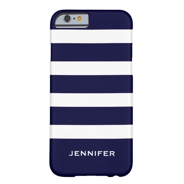 Navy Blue Stripes Changeable White Background Case-Mate iPhone Case (Achterkant)