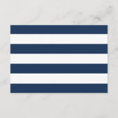 Navy Blue Stripes | Eenvoudig script Nautische RSV Informatiekaartje (Achterkant)