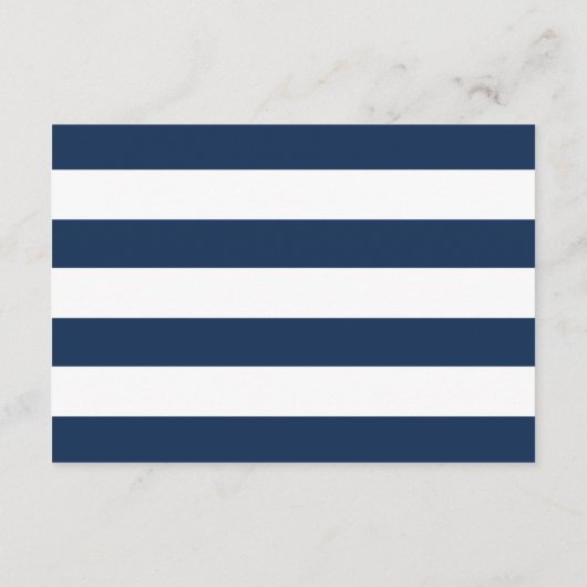 Navy Blue Stripes | Eenvoudig script Nautische RSV Informatiekaartje (Achterkant)