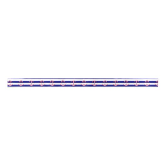 Navy Blue Stripes en Blush Pink Nautisch Anker Satijnen Lint (Voorkant)