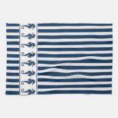 Navy Blue Stripes en Zeeen paarden Theedoek (Horizontaal)