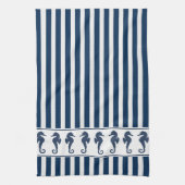 Navy Blue Stripes en Zeeen paarden Theedoek (Verticaal)