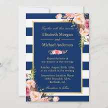 Navy Blue Stripes Floral | Classy Formal Wedding