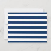 Navy Blue Stripes Flower, Wedding Rehearsal Dinner Kaart (Achterkant)